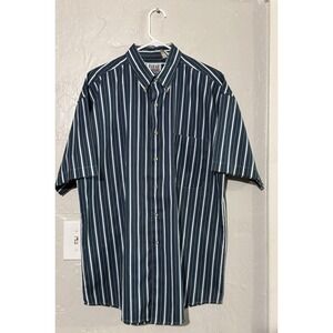Vintage Farah Classics Striped Button Down Shirt Mens Large Short Sleeve Casual